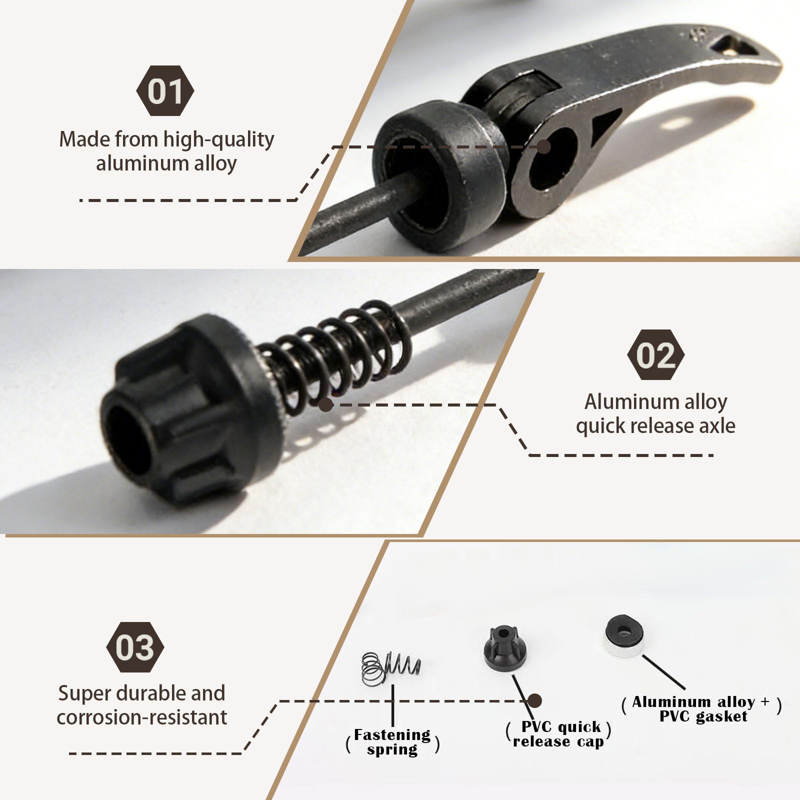 Tappo perno ruota bici 2 pezzi sganci rapidi antifurto compatibili MTB bici da strada lega leggera neri