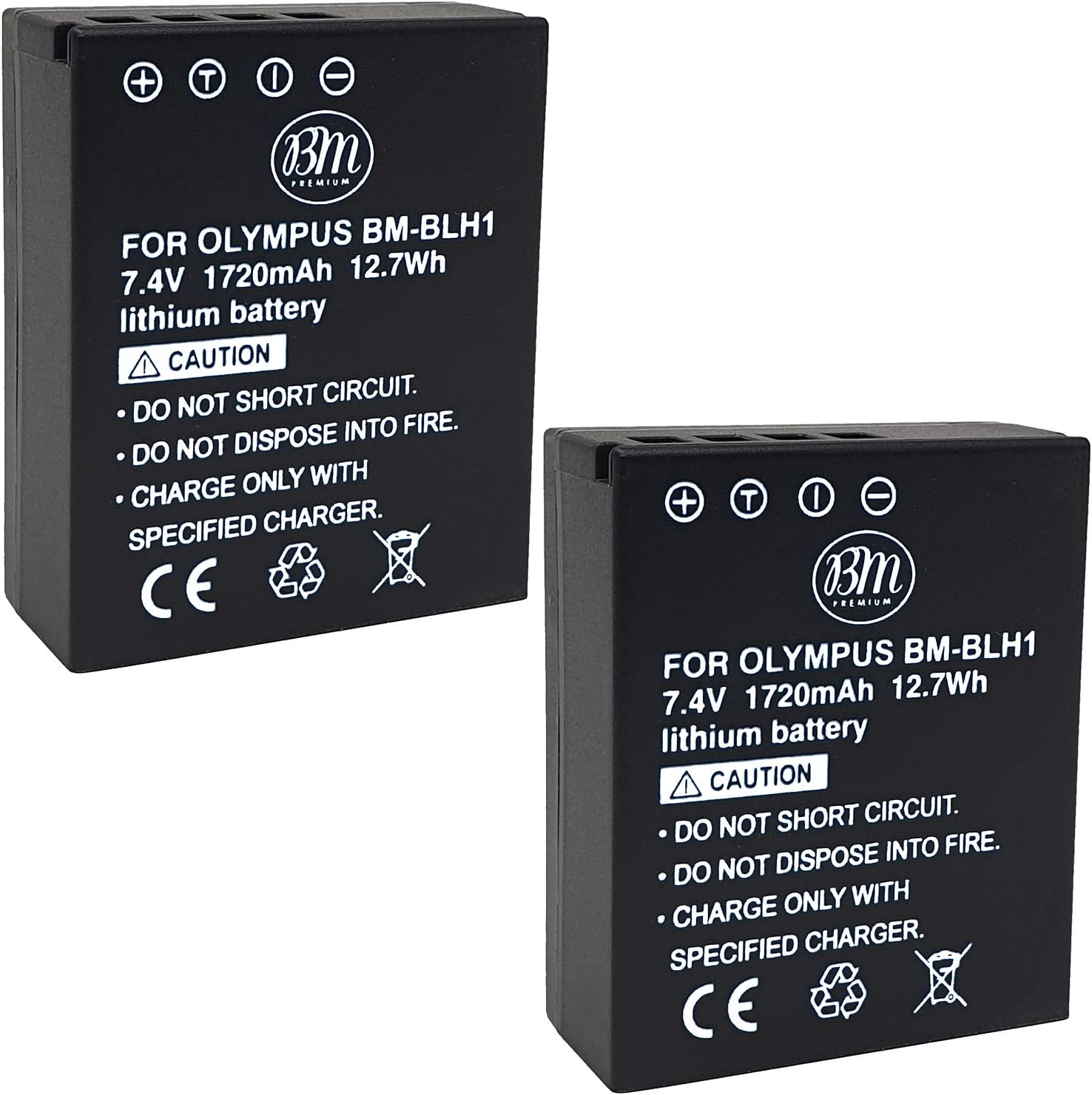 Power2000 Fully Decoded 2 Pack of BL-H1 Batteries for Olympus OM-D E-M1 Mark II, OM-D E-M1X, BCH-1, HLD-9 Cameras