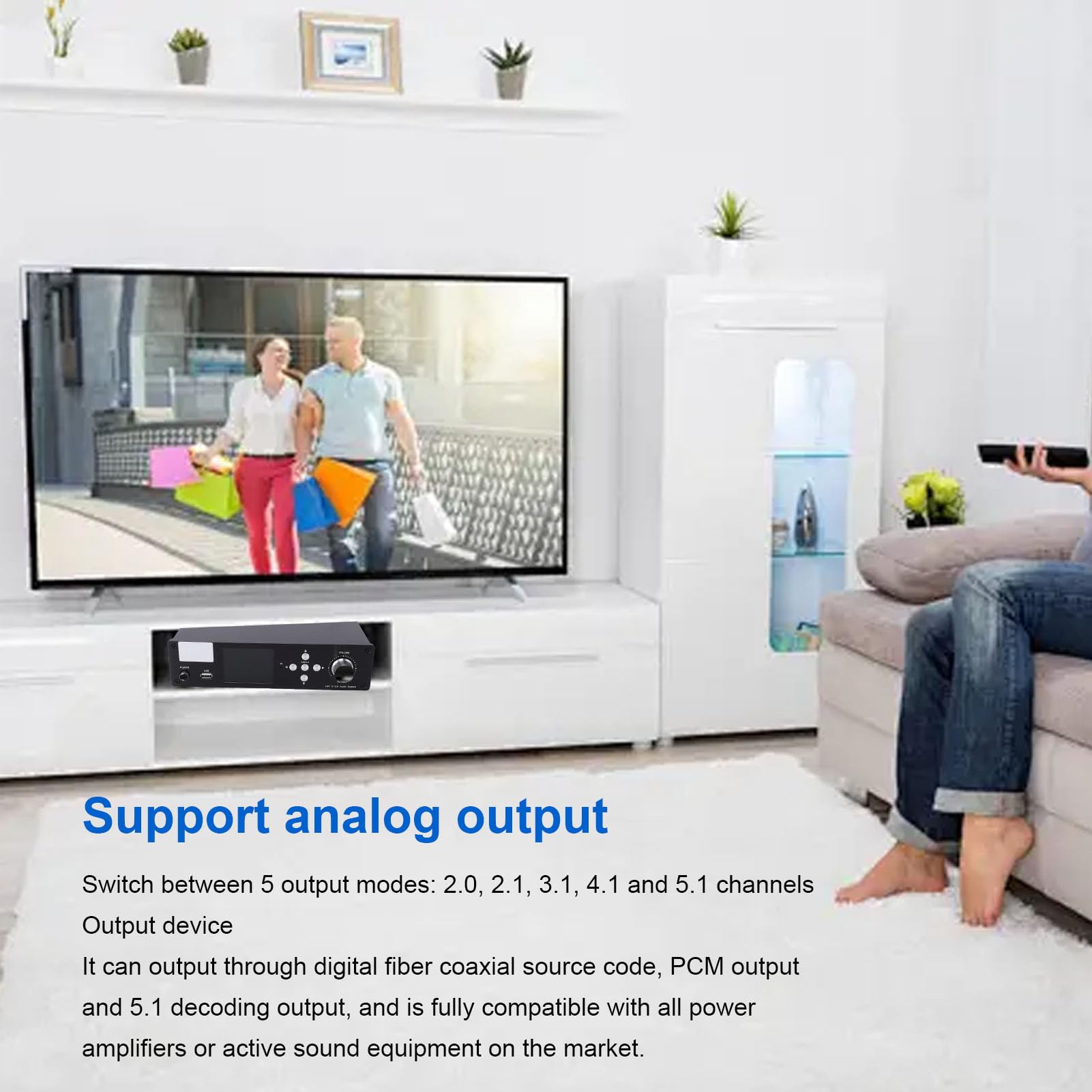 ASHATA Convertitore Separatore Decodificatore Audio Surround 5.1, per DTS AC3 LPCM, 192Khz 32Bit Supporta AV Analogico Digitale USB Coassiale Ottico 4K HDMI Arc, con Ricevitore BT 5.0 (EU)