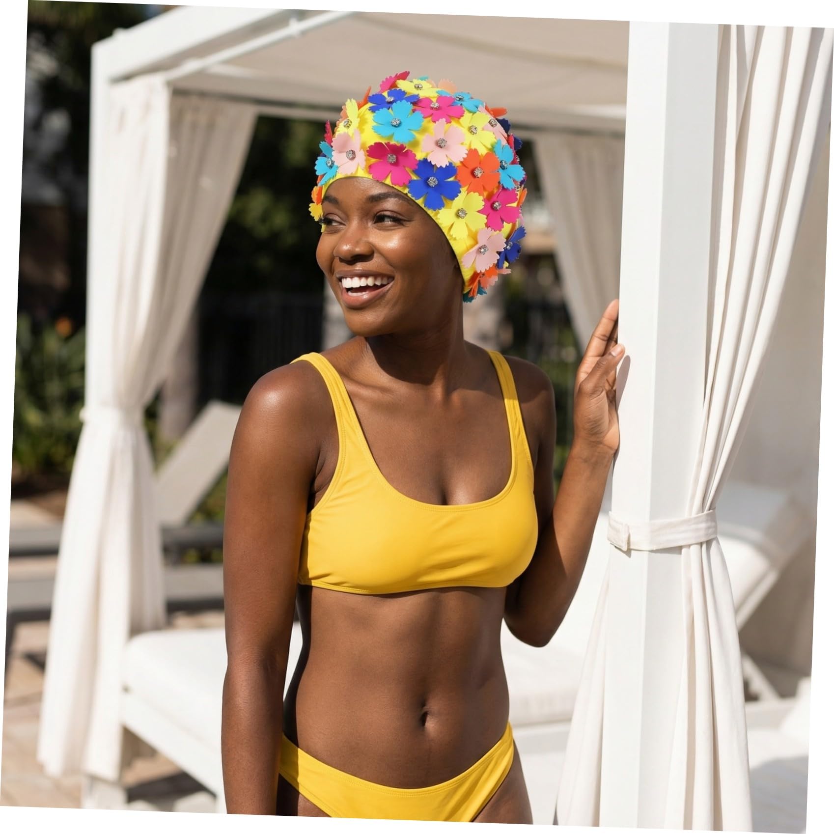 TOYANDONA Sombrero De Pétalo Gorro De Baño Mujer Cabello Baños Tapa De Baño De Baño Gorro De Natación Pétalos Chicas Sombreros para Mujer Gorra De Baño Flores Playa Vistoso Nylon