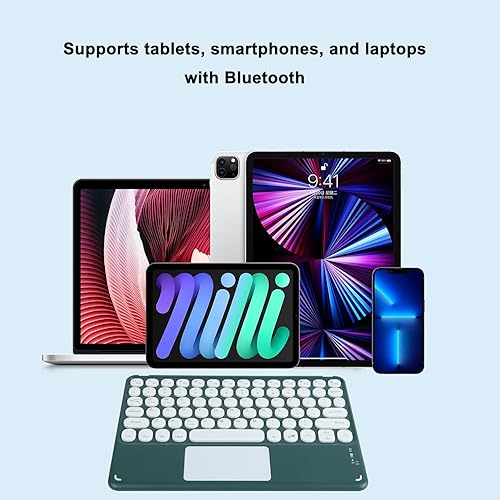 Miniatura 4 de Teclado inalámbrico con panel táctil, teclado Bluetooth recargable ultrafino mini con trackpad, teclas redondas para iPad proiPadiOSMac