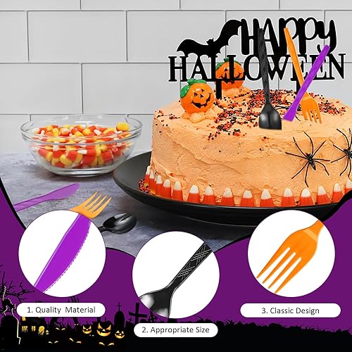 Miniatura 3 de Gerrii Juego de cubiertos de plástico desechables verdes de 150 piezas, incluye cucharas, tenedores y cuchillos para suministros de fiesta del día