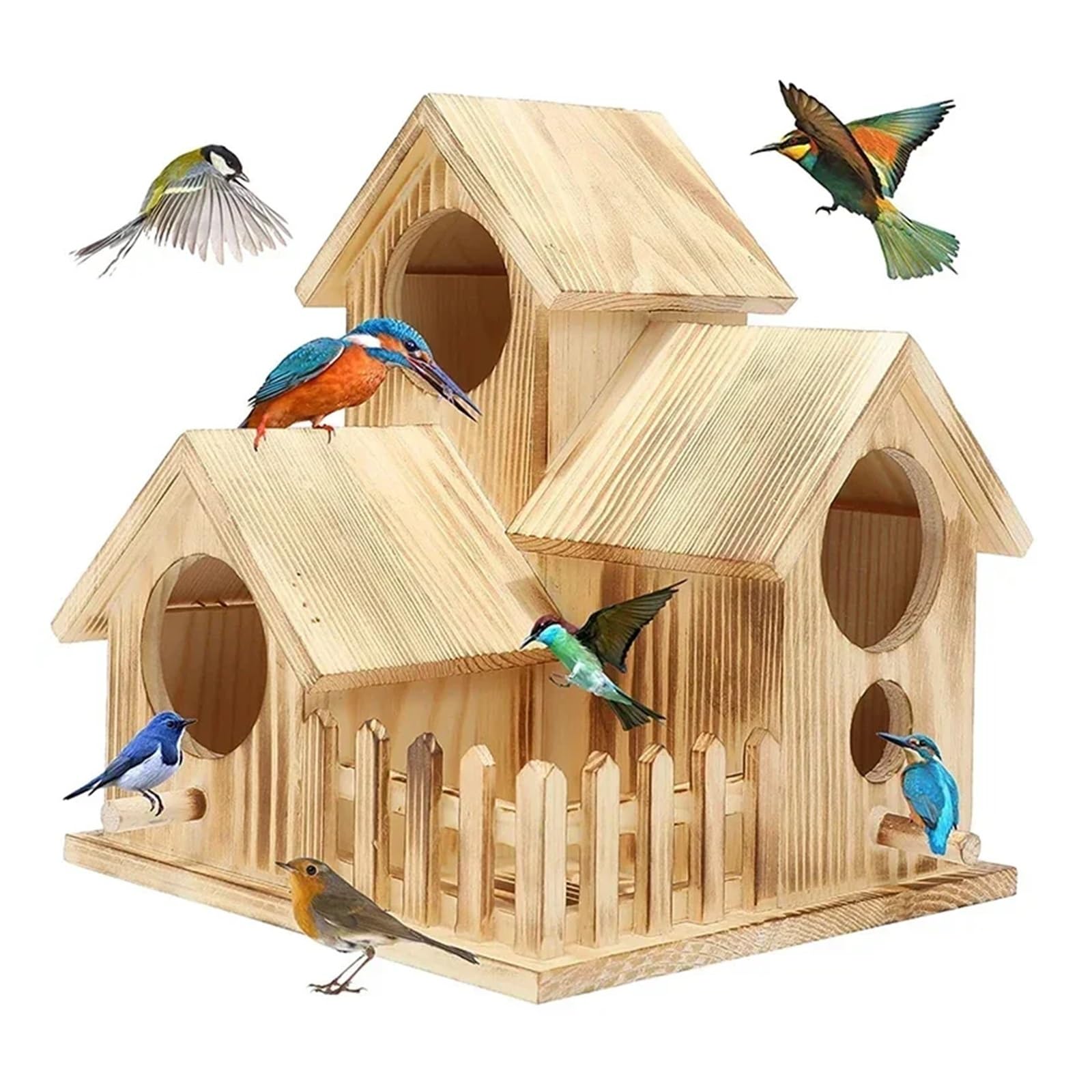 Caja Nido for pájaros de Madera | Jardín exterior multicolor: Caja nido for pájaros montable