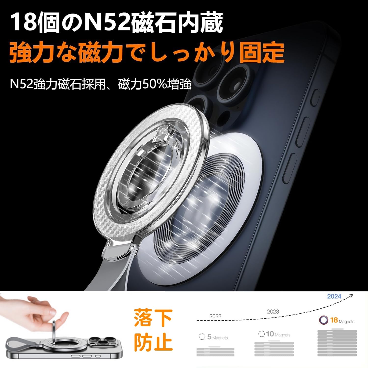 バンカーリング的な Amazon | 【超強磁力｜両面マグネット式】 スマホリング