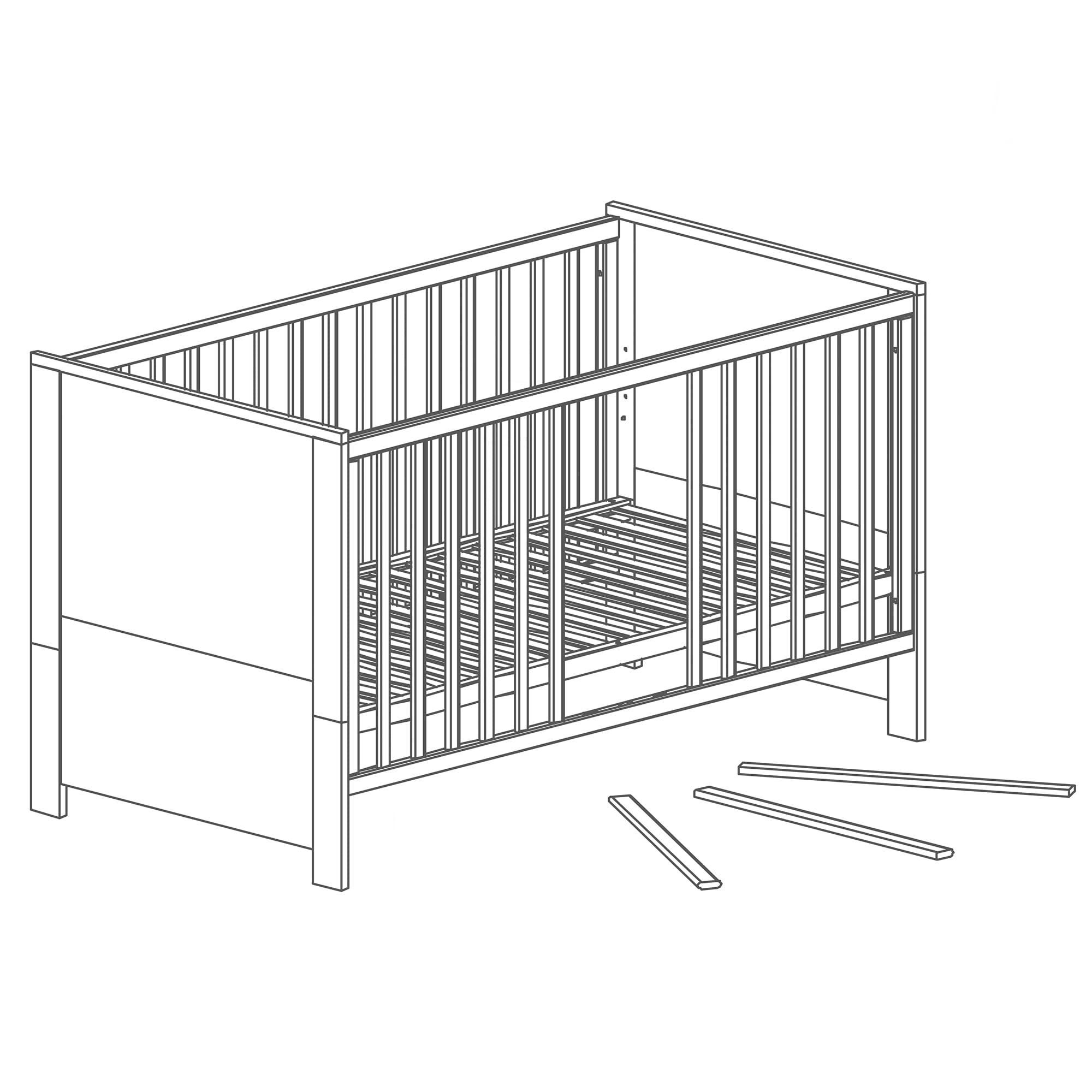 roba Lettino Combinato "Olaf", 70 x 140 cm, Regolabile in Altezza, 3 Barre di Scorrimento, Trasformabile, Bianco