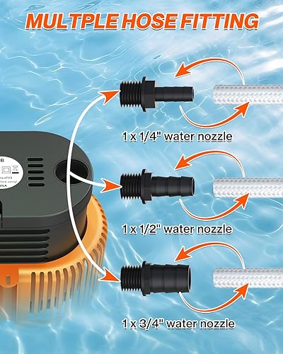 Vista 6 de AgiiMan Bomba de Cubierta de Piscina Sobre el Suelo - Bomba Sumergible para Sumidero de Natación Enterrada, Eliminación de Agua con Manguera