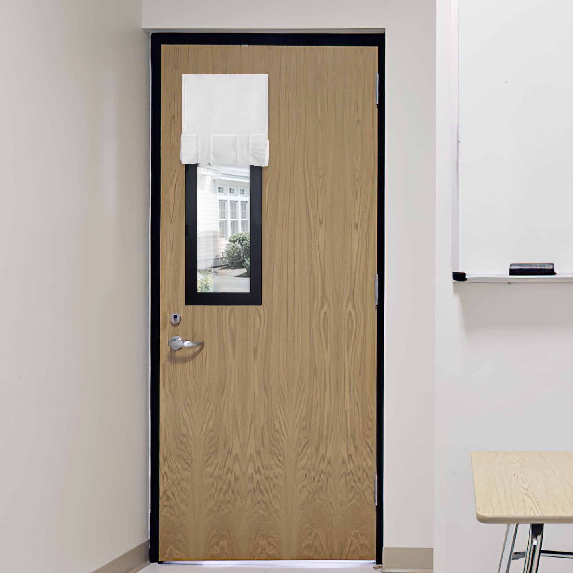 RYB HOME Faux Linen Blended Curtain for Classroom Glass Window, Light Filtering Small Door Window Draperys Privacy for Kitchen Dinning Home,1 Panel, 12W x 40L inches,Pure White