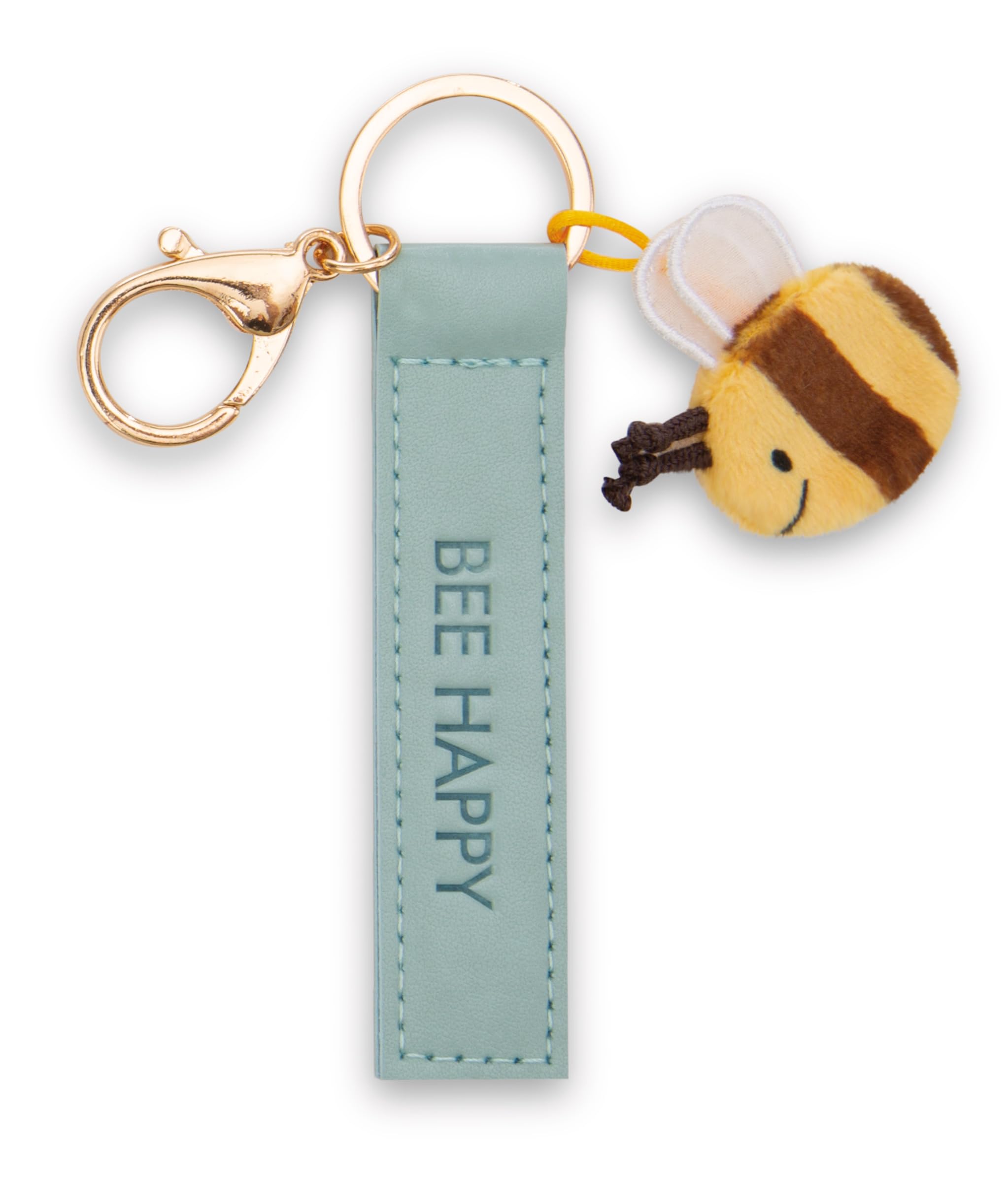 Breloczek „Bee happy” z imitacji skóry 10cm z pszczołą - turkusowy - Lojalny towarzysz dla wszystkich grup wiekowych z karabińczykiem, idealny do plecaka, torby, smyczy lub kluczy | 62000