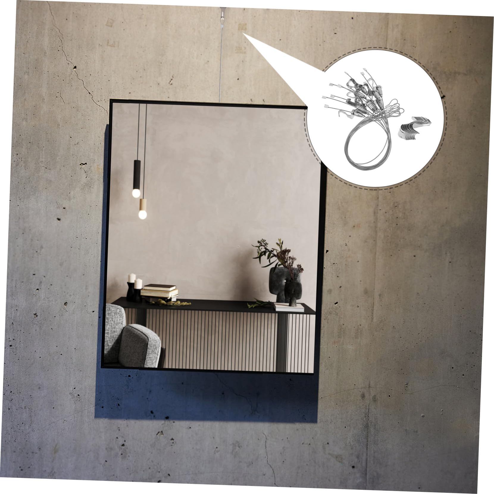 Ipetboom Ganchos Ajustables para Colgar Cuadros y Alambre de Acero Inoxidable, Sistema Riel para Marcos de Fotos, Kit de 10 Juegos para Uso en Pared, Resistente y Versátil para Decoración