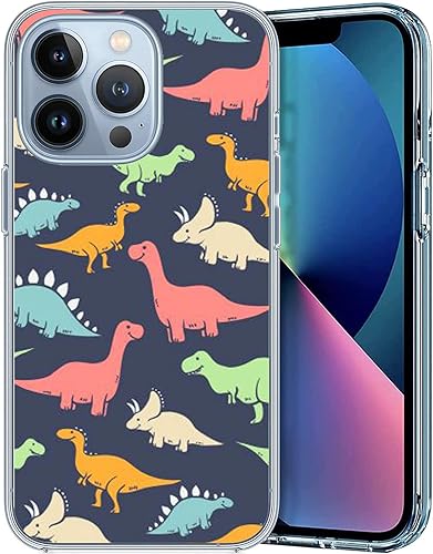 Funda compatible con iPhone 13 Pro Max, colorida y bonita funda con estampado de dinosaurio de dibujos animados para iPhone, protecciĂłn contra Funda compatible con iPhone 13 Pro Max, colorida y bonita funda con estampado de dinosaurio de dibujos animados para iPhone, protecciĂłn contra