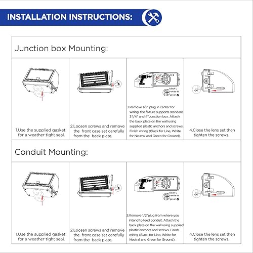 Miniatura 7 de Paquete de pared LED de corte completo, 70W 8,400LM reemplaza 400W HPSHID, 5000K luz exterior IP65 impermeable