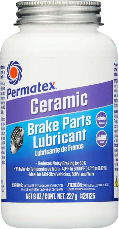 Lubricante de piezas de freno Permatex 24125 Ceramic Extreme, 8 oz., Paquete de 1 | Reduce la fricción y el ruido en los componentes del freno bajo temperaturas extremas