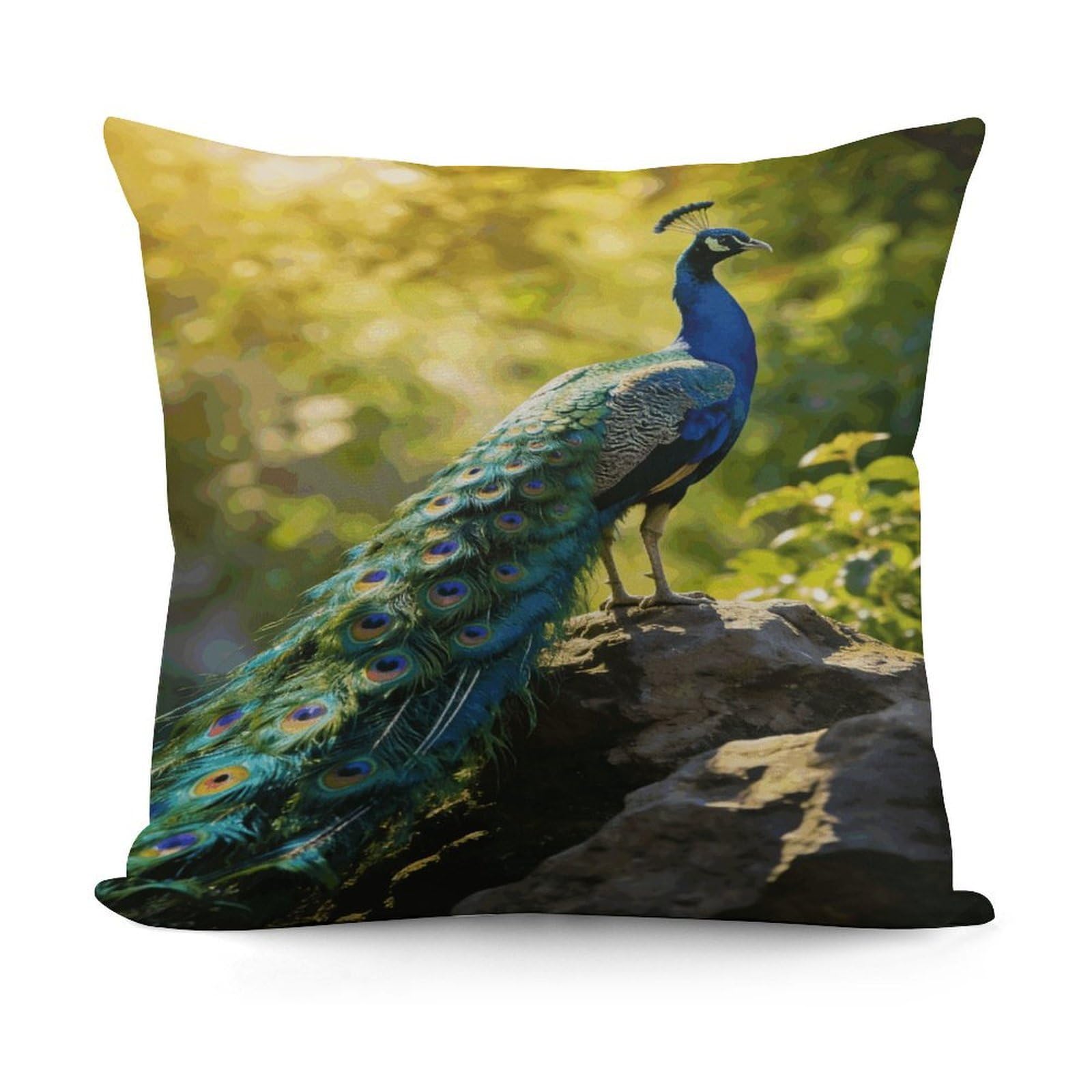 LZQPOEAS Beautiful Peacock Throw Pillow Cover 18 X 18 in Cozy Couch Pillow Covers Farmhouse Throw Pillow Case Modern Square Pillowcase Home Decor Cushion Cover for Bedroom Living Room