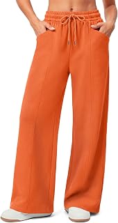 AKEWEI Wide Leg Womens Fleece Lined High Waisted Sweatpants with Pockets | Business Casual Outfits, School Outfits for Teachers, Early Fall Fashion, Winter Clothing for Women