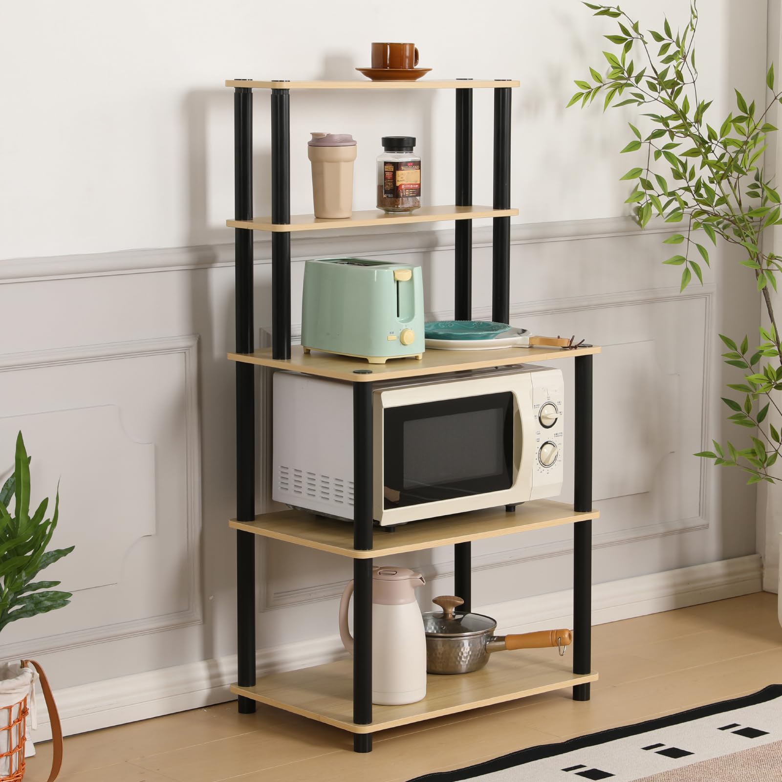 HOME CUBE 5 Layer Kitchen Storage Rack, Baker's Rack with Shelves, Kitchen Organiser Stand for OTG/Oven/Toaster Grill Organizer - 60.5x40x122 cm-image-13