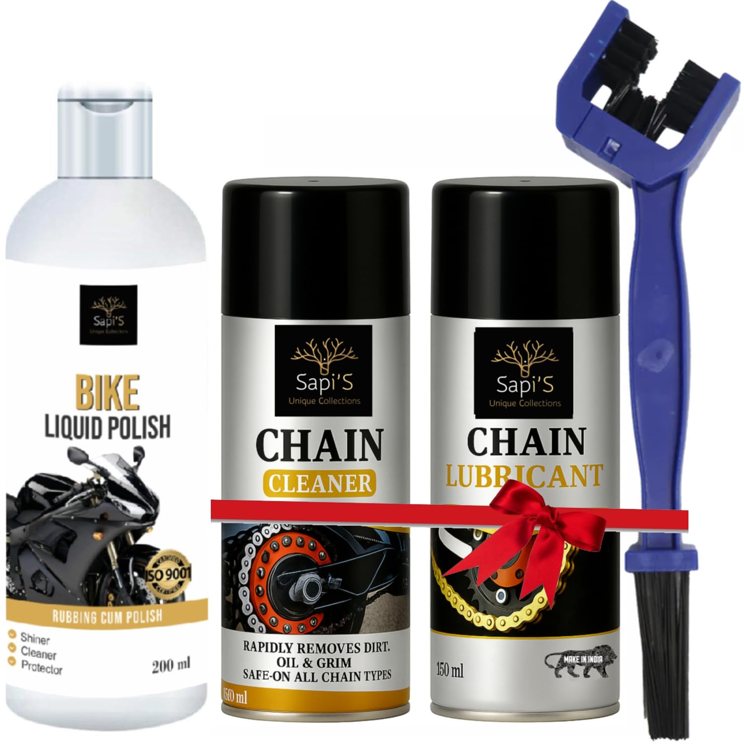 Sapi'S Bike Care Complete Maintenance Kit, Chain Cleaner 150ml, Chain Lubricant 150ml, Bike Polish 200ml with Chain Cleaning Brush-image-17
