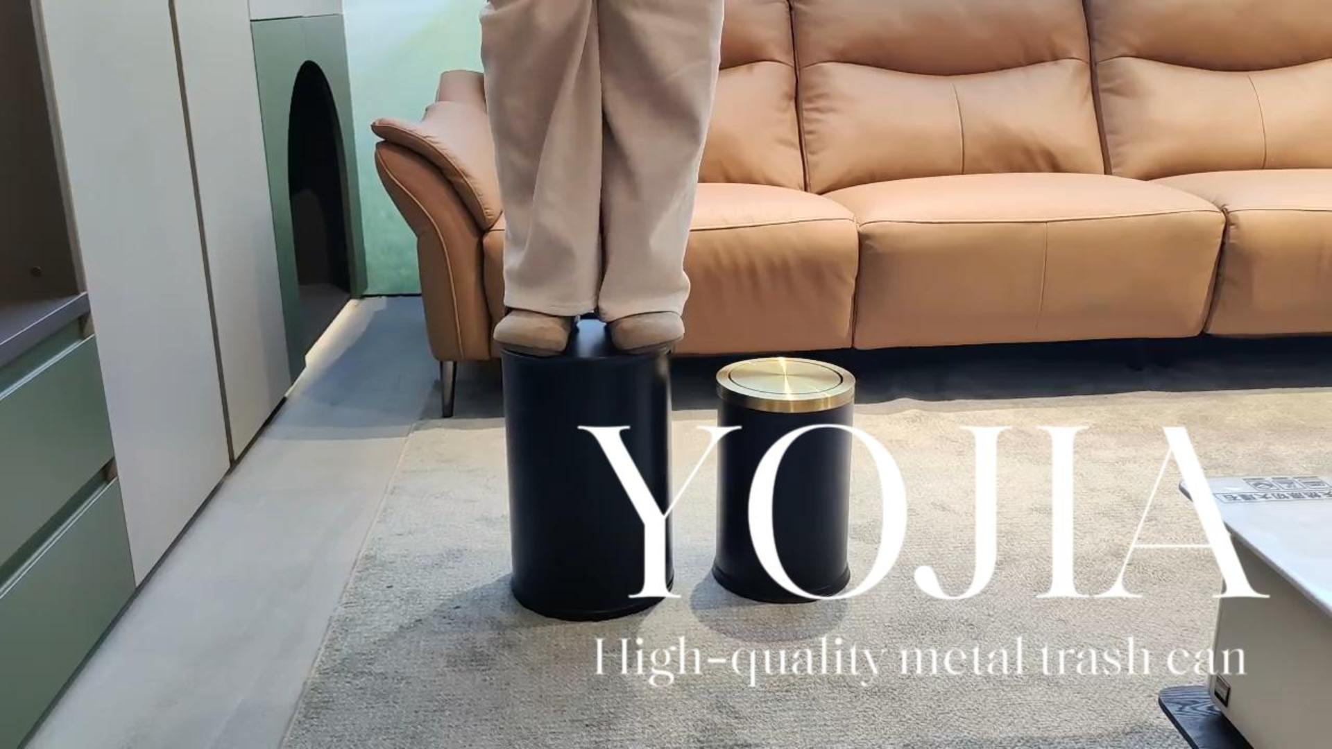 Image of 4.7 Gallon /18L Stainless Steel Bathroom Trash Can,Black and Gold Garbage Bin with Swing Lid,Round,Elegant Waste Basket,for Toilet,Kitchen,Living Room,Hotel,Home (18L-Black)