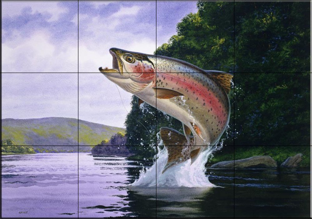 Ceramic Tile Mural - Rainbow Trout - by John Rice