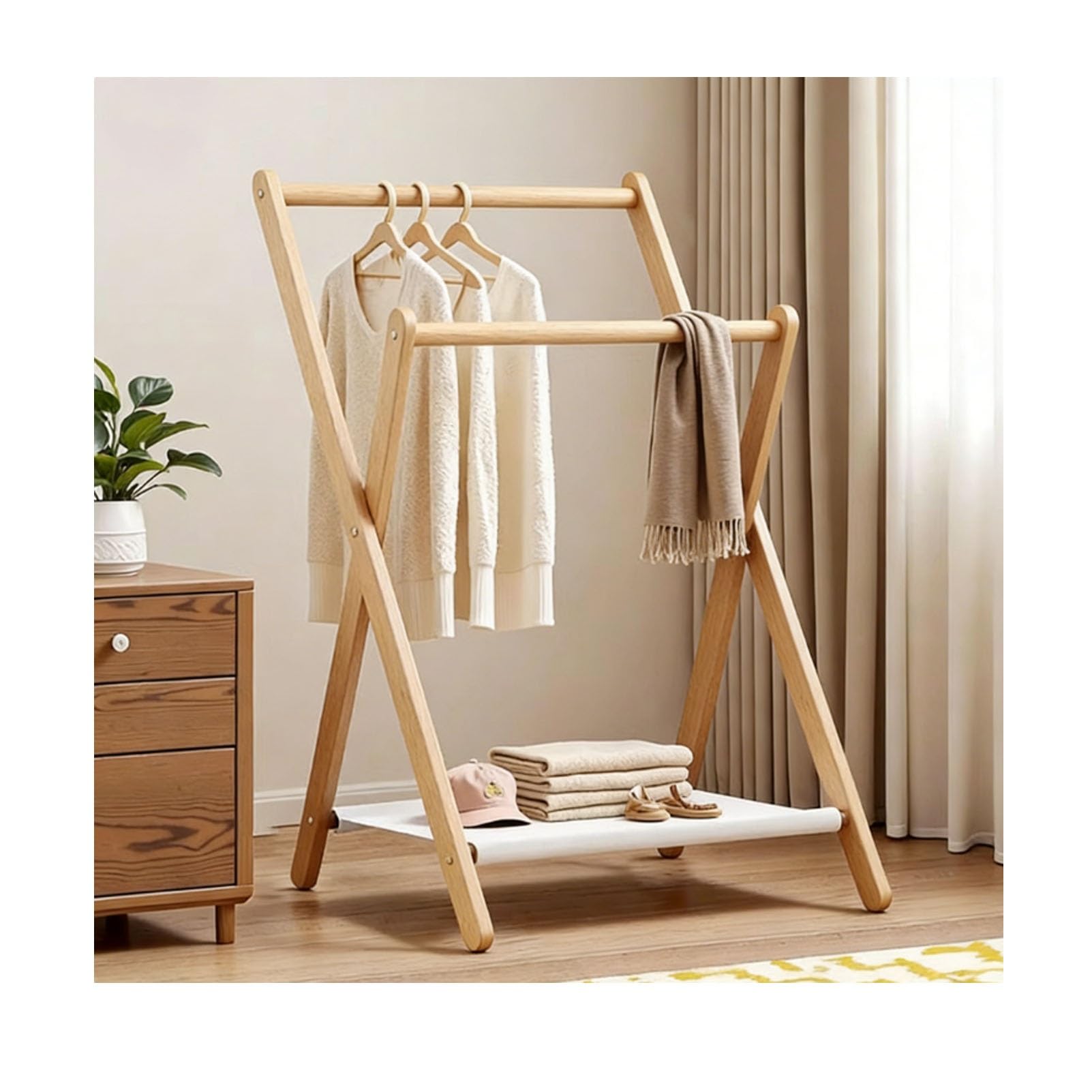 Dressing entrée et chambre : portant à vêtements en bois naturel