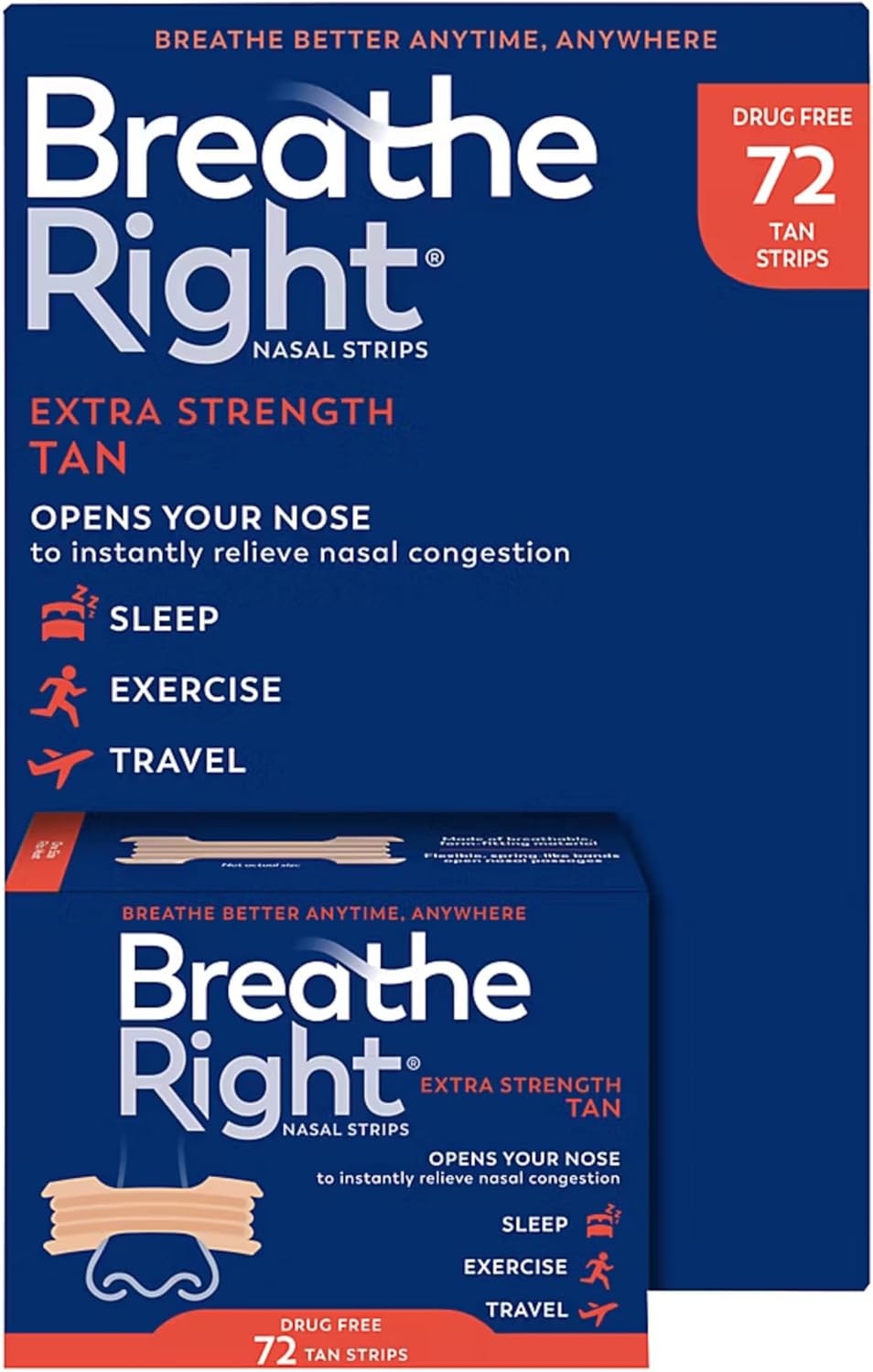 Breathe Right Extra Strength Nasal Strips, 72 Strips Buy Online at