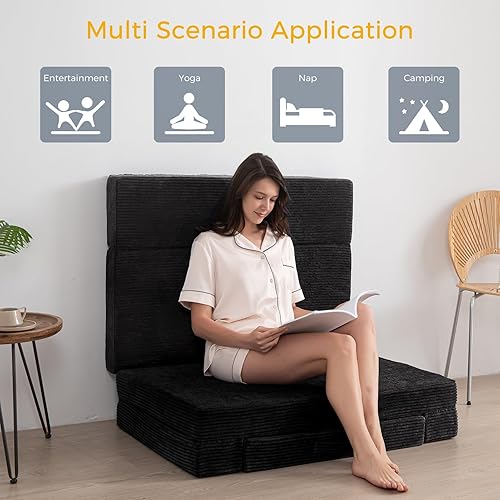 Miniatura 4 de MAXYOYO Sofá cama plegable, colchón portátil para silla y cama, sofá cama plegable, sofá cama de suelo, colchón futón para habitación de invitados,