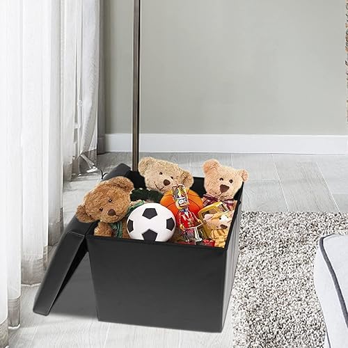 Miniatura 7 de Cubo otomano de almacenamiento, otomana pequeña con almacenamiento, otomana cuadrada plegable de terciopelo, reposapiés pequeño, asiento acolchado,