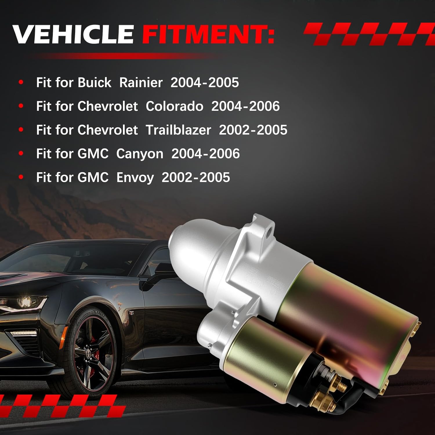 Starter 3.5L 2.8L 89017557 Fit for Colorado Canyon 2004-2006, 4.2L for Rainier 04-05 for Trailblazer Envoy 02-05, Start Motor 12V 1.2KW 11T Replace 336-2100 336-2100 Replace 3361930 112905