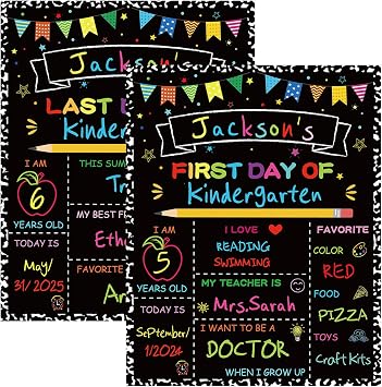 YQUQWN First Day and Last Day of Board First Day of School Sign Double Sided Back to School Board with Marble Border Kindergarten Preschool 1st Grade Supplies Chalkboard for Kids Boys Girls
