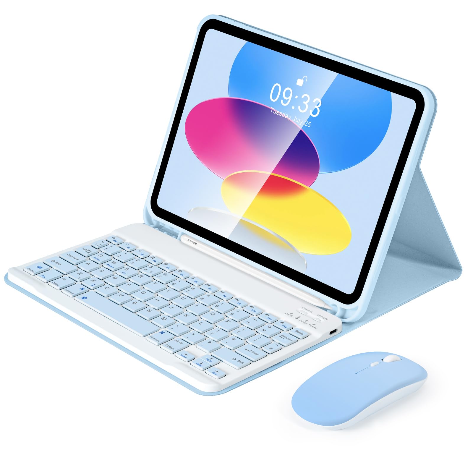 SOPPY Custodia con Tastiera e Mouse per iPad 11a Generazione (A16) 11 Pollici 2025, 10a Gene 10,9 Pollici 2022, cover Protettiva Staccabile, con Slot per Penna Stilo, Layout Italiano - Blu