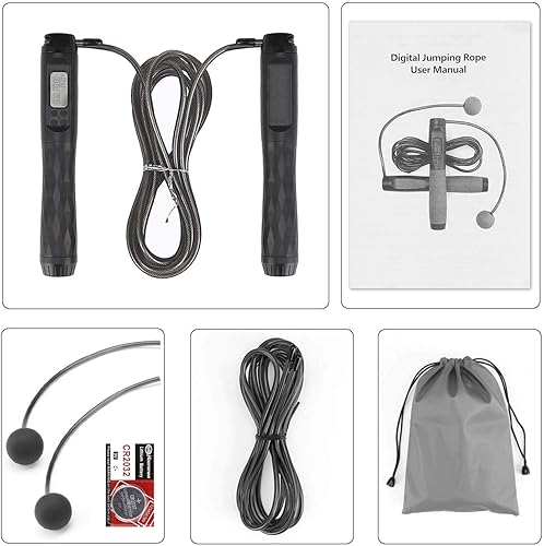 Miniatura 7 de Zoë's Corner cuerda de salto digital con peso inalámbrico para Crossfit Cardio WOD, ejercicio, boxeo, artes marciales, entrenamiento de artes