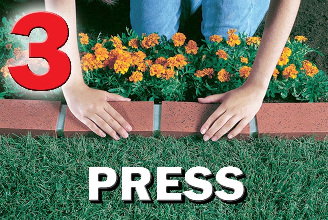 Let's Edge It! Decorative Plastic Brick Edging with 4 Built-In Solar Lights, Terra Cotta, 20-Foot Kit - Argee RG820S,Orange