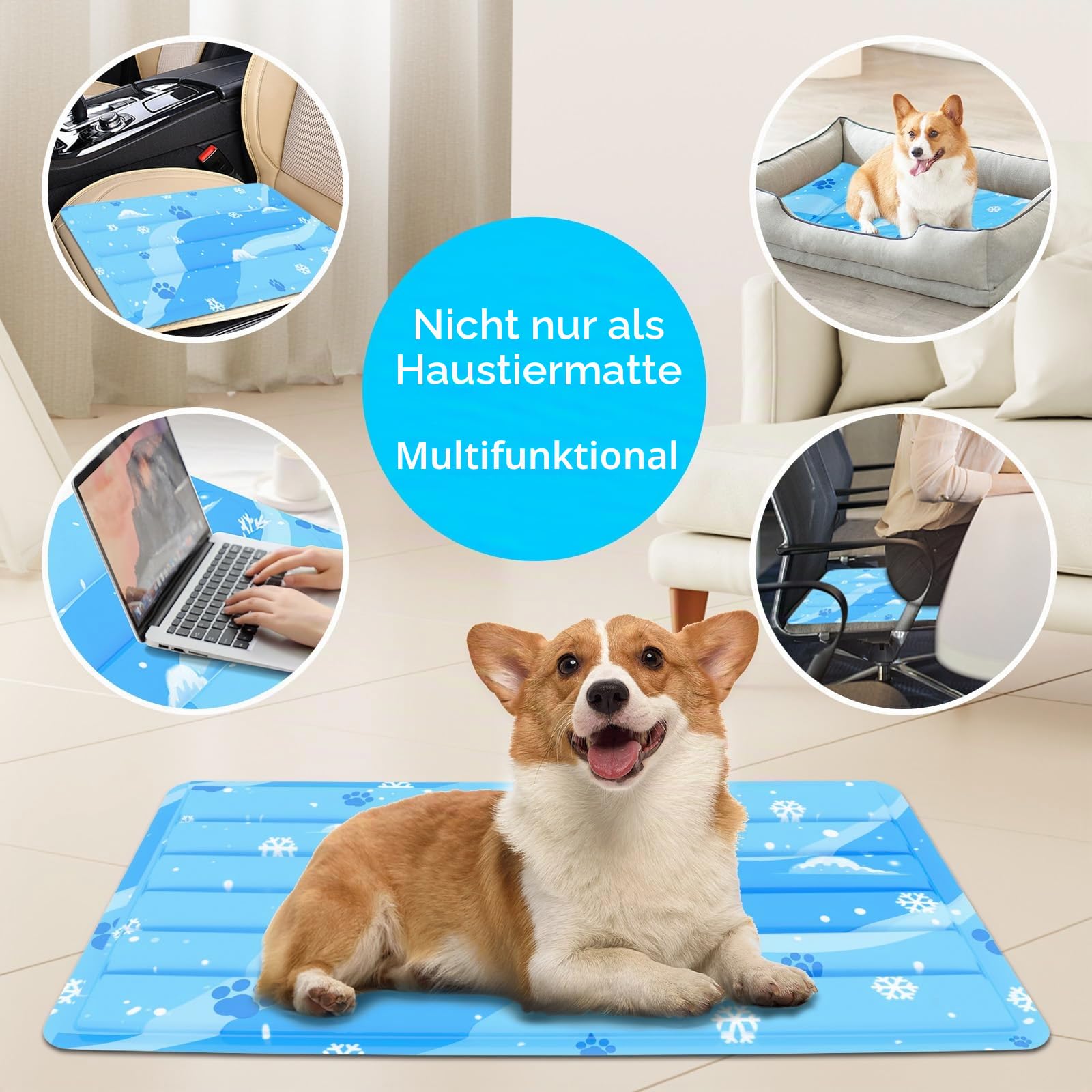 Kühlmatte für Hunde Katze, Selbstkühlend Kratzfest Kuhlmatte Groß mit Ungiftigem Gel, langlebige Tierkühlmatte für den Sommer