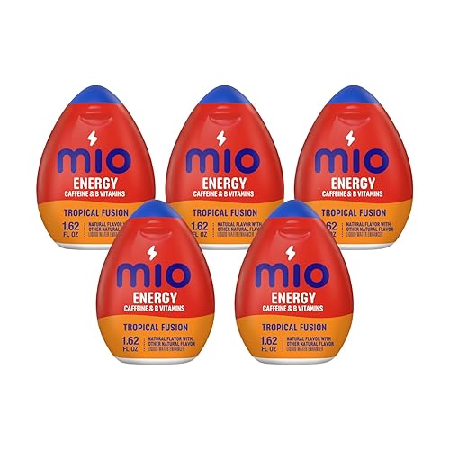 Mio Potenciador de agua líquido energético, fusión tropical, 1.62 onzas, (paquete de 5)