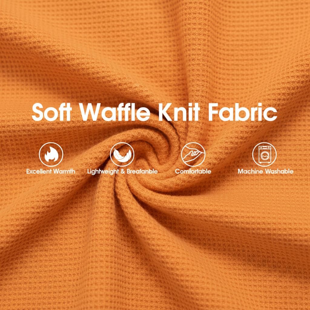 Dachshund Dog Turtleneck Sweater, Waffle Pullover Jumpsuit for mini Dachshunds, Soft 4-Leg Dog Pajamas, Snug Outfit for Long Body Breeds (Orange, Medium(12-16lbs))