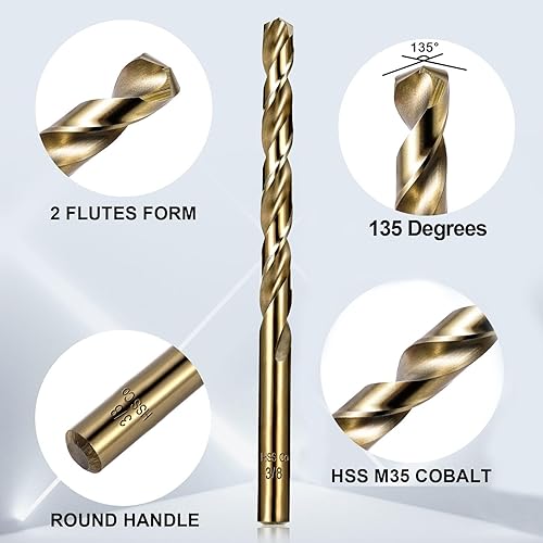 Miniatura 5 de Juego de brocas de cobalto para metal endurecido y acero inoxidable, 99 piezas M35 de alta velocidad de acero giratorio Jobber brocas de metal de