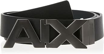 Armani Exchange Men's Leather Wide Logo Belt Buckle
