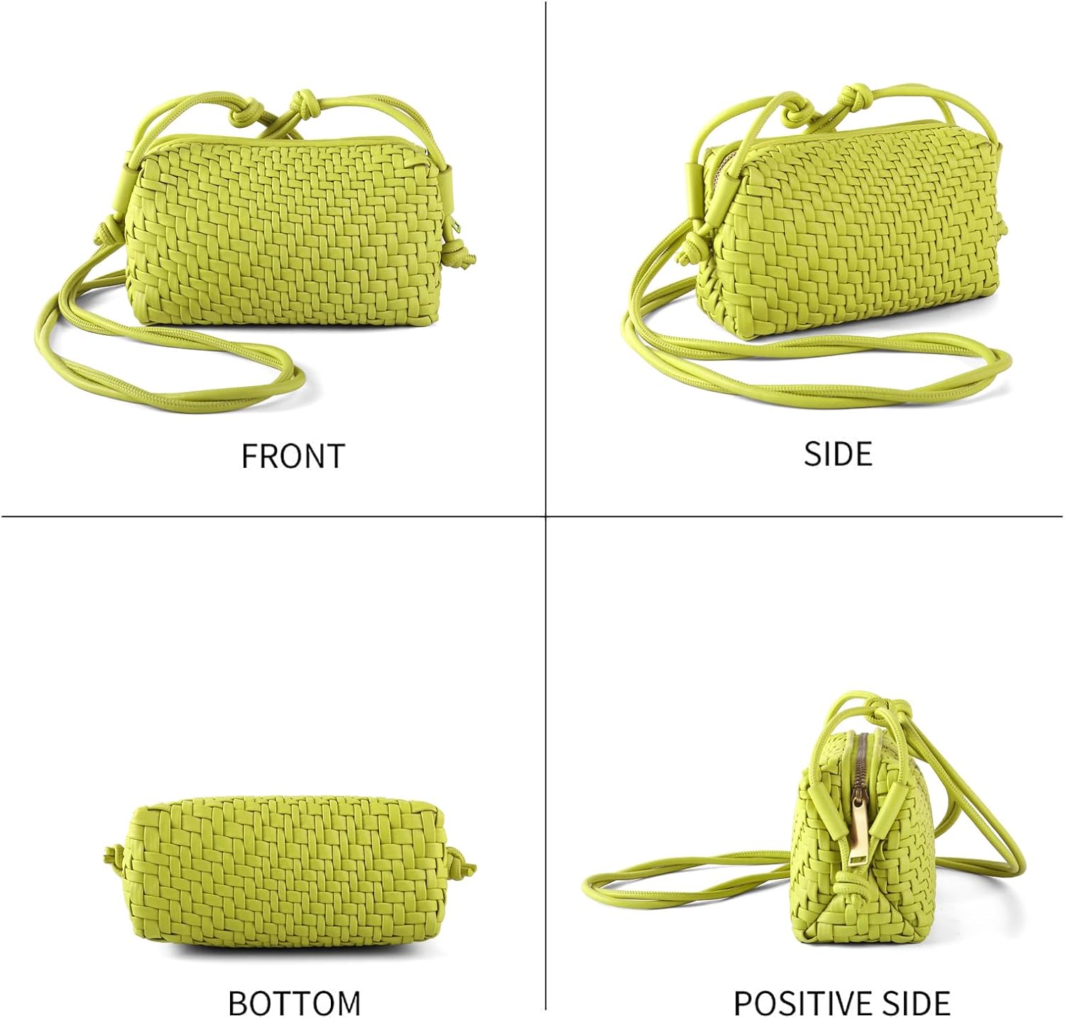 Woven Crossbody Bag for Women,Small Handbag Cute Purse Vegan Leather Handmade Shoulderbag,Lightweight Tote Bag with Strap