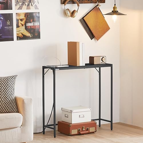 Miniatura 7 de Console Table with Power Station, 30.1" Entryway Table, Behind Sofa Table, Industrial Style, Outlets and USB Ports, Sturdy, for Living Room,