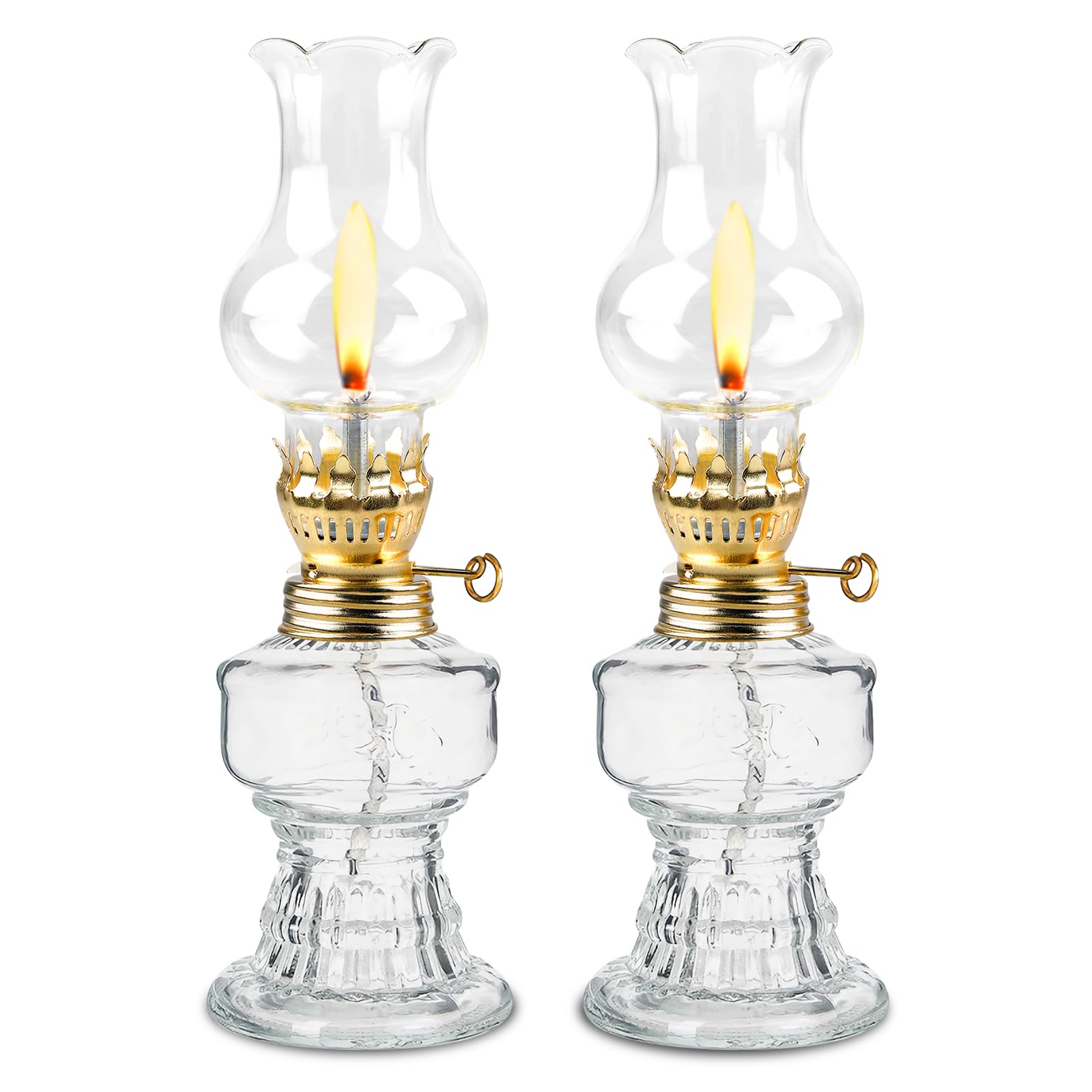 Lampada a petrolio in vetro per interni, 2 pezzi lampade a olio in vetro, lampada vintage a olio a petrolio, classica lampada a petrolio con fiamma regolabile, lampada retrò a petrolio, lampada ad