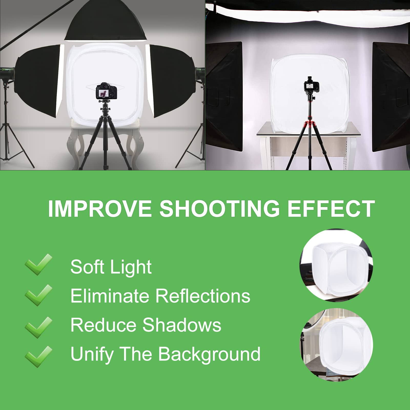 Scatola di Luce Foto Studio 90x90x90cm, Portatile Tenda di Shooting Pieghevole con 4 Colori di Sfondo, Light Box Cubo Luminoso per Prodotto Fotografia