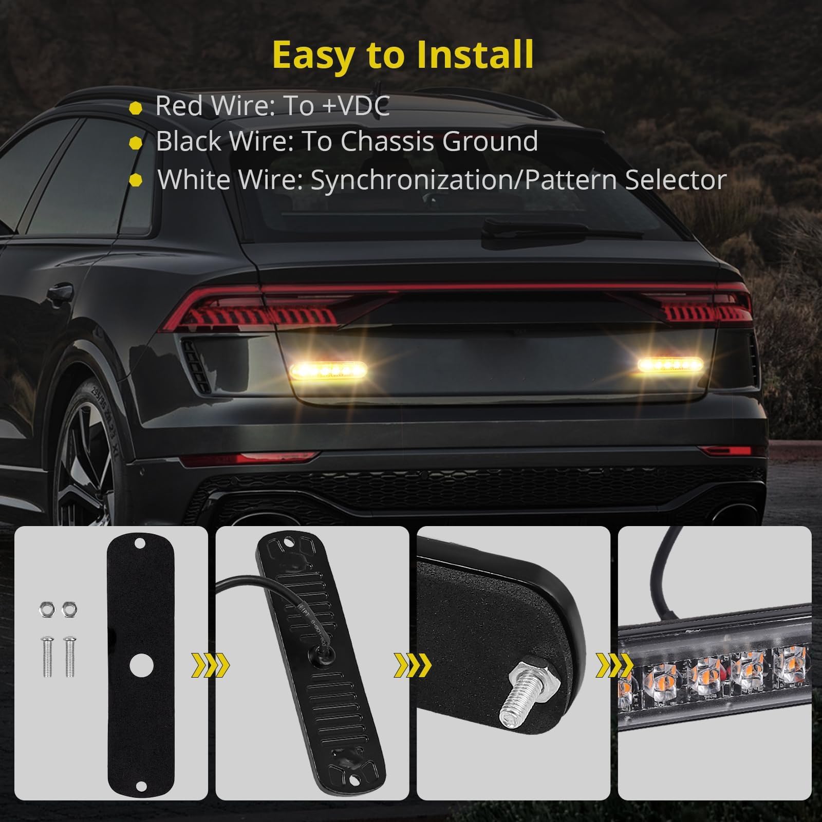 PROZOR Przedni migacz LED 4 PCS światło ostrzegawcze 6 CREE LED migacz 12V / 24V światło samochodowe pomarańczowe 18 trybów migające światło dla samochodów ciężarowych