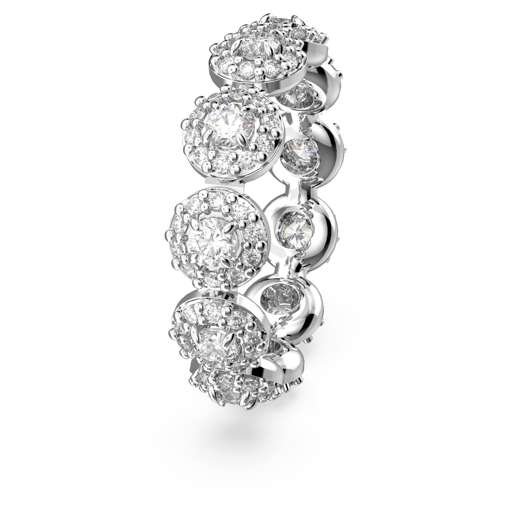 Swarovski Una pierścionek, białe kryształy szlif okrągły i pavé w oprawie pokrytej rodem