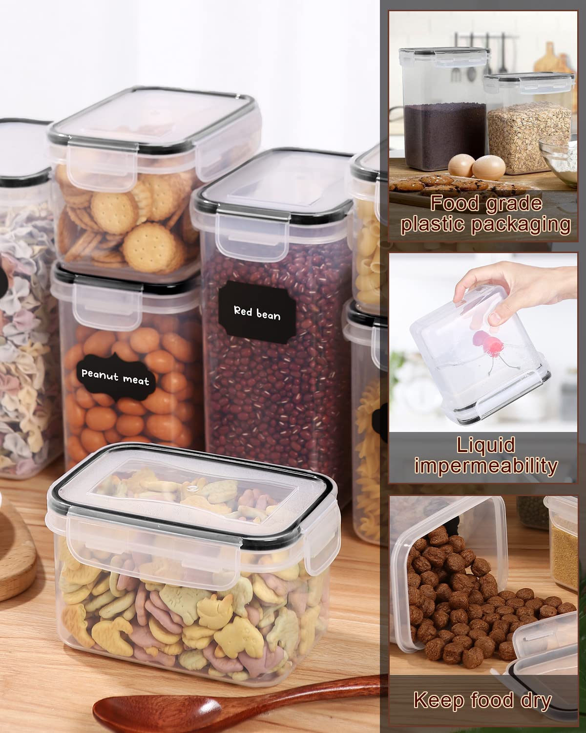 Lot De 24 Boîtes De Conservation Hermétiques POSH - 4 Tailles, Sans BPA - Avec étiquettes Et Cuillères - Pour Farine, Sucre, Pâtes, Organisation Cuisine