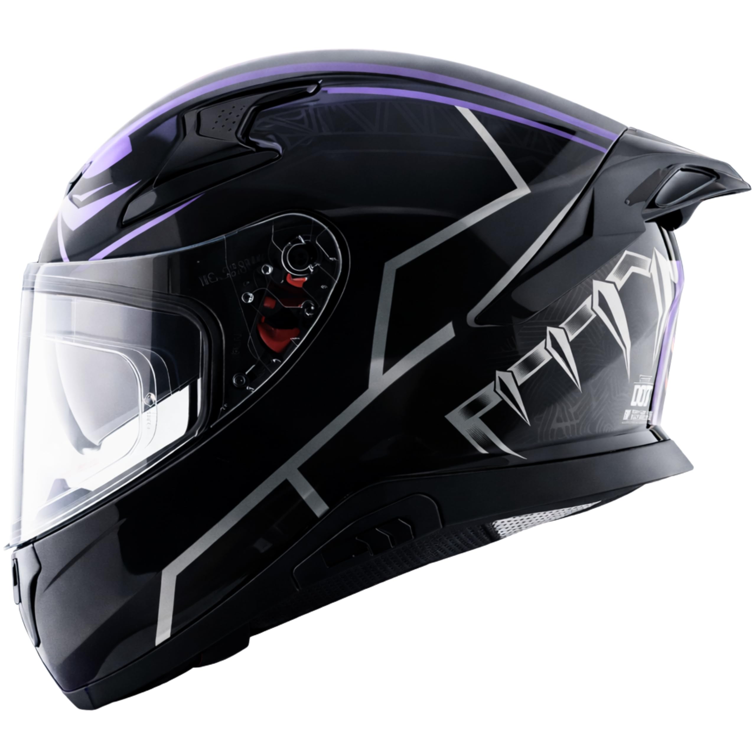 Axor Apex Marvel Black Panther ISI ECE and DOT Certified Full Face Helmet for Men and Women with Dual Visors-Black Purple-L-image-10