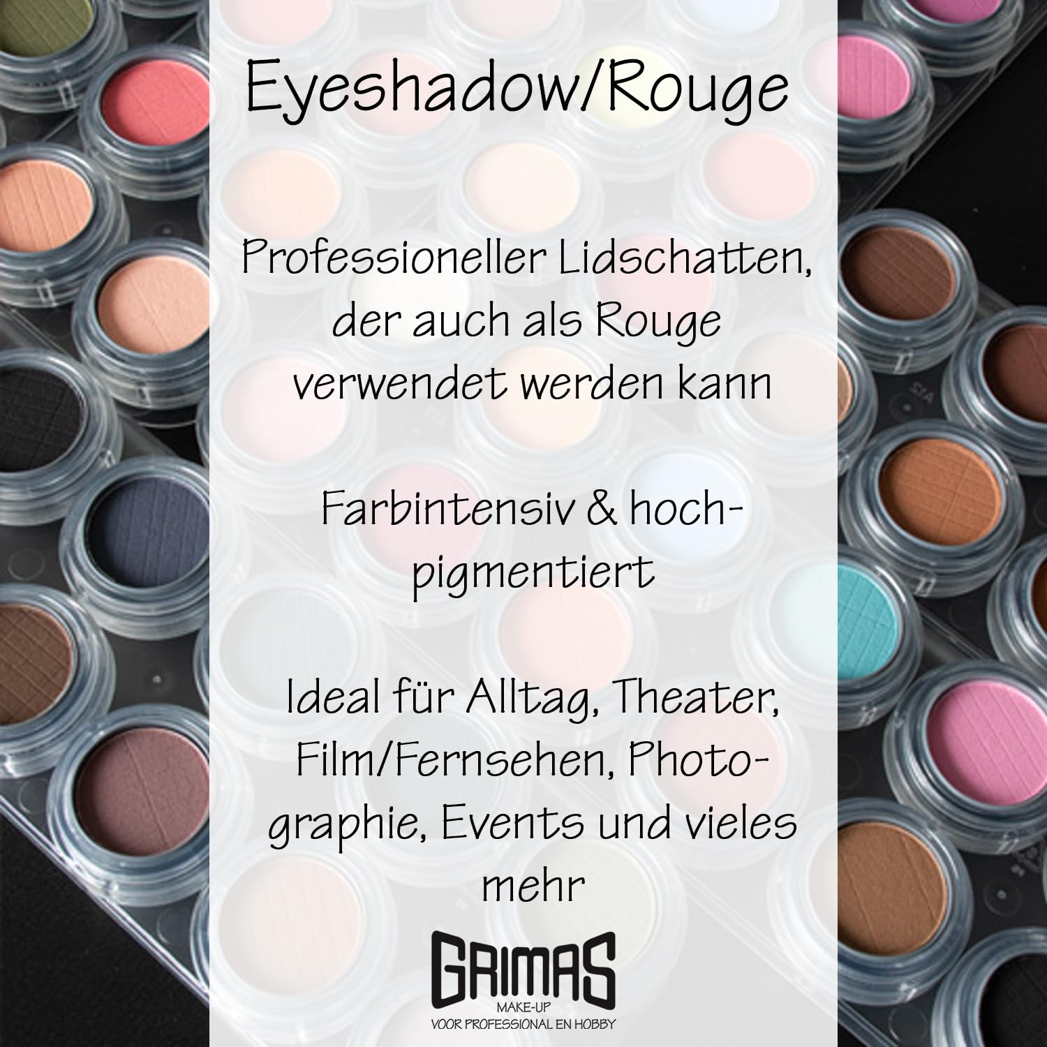GRIMAS Lidschatten/Rouge Palette RH, 12x2g professionelle Eyeshadow-Farben in warmen braun- bronze- und goldtönen, für Alltag und reifen Teint