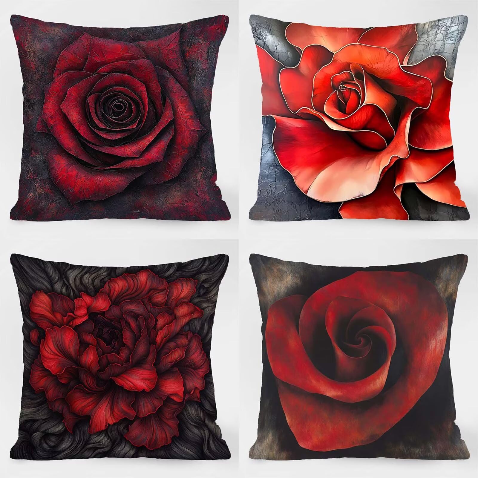 Qahing Confezione da 4 federe per cuscini impermeabili autunnali per esterni, 40,6 x 40,6 cm, decorative per esterni, quadrate, per mobili da patio, divano, tenda, ombrellone, panca, arancione grigio