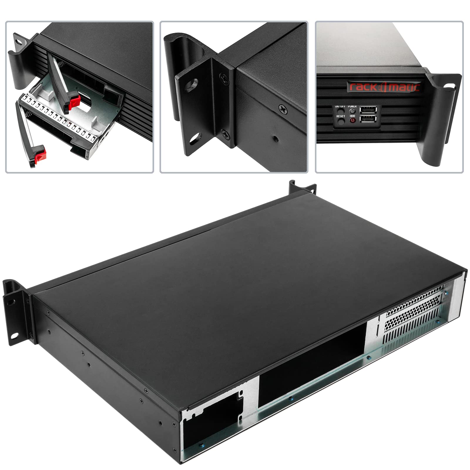 RackMatic - Cassetta Chassis Rack 19" IPC Mini-ITX 1.5U 2x3.5 o 2x2.5 profondità 280 mm