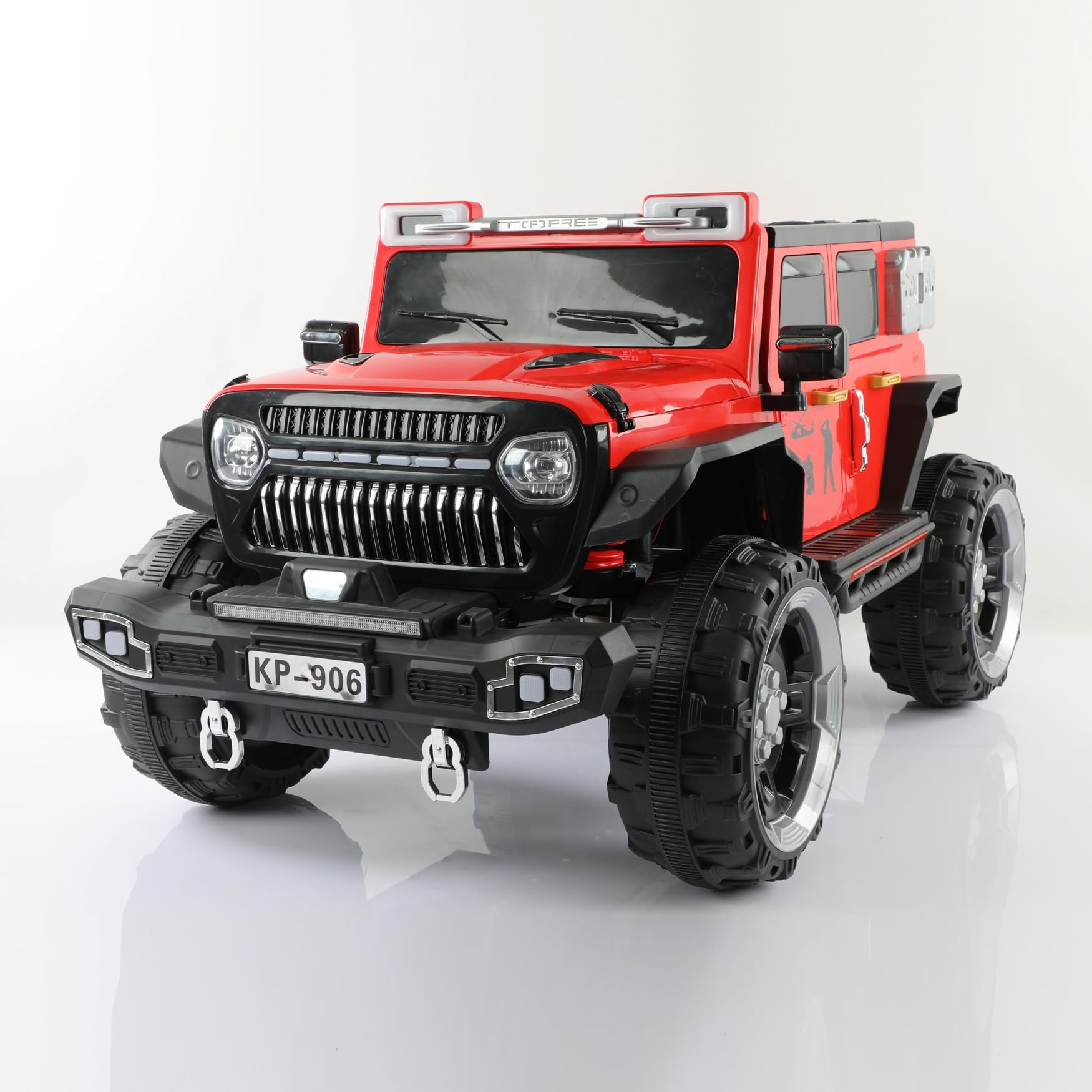 FP-TECH Samochód ELEKTRYCZNY dla Dzieci SUV Jeep 2 POSTY 4WD 12V z Pilotem USB MP3 (Czerwony)