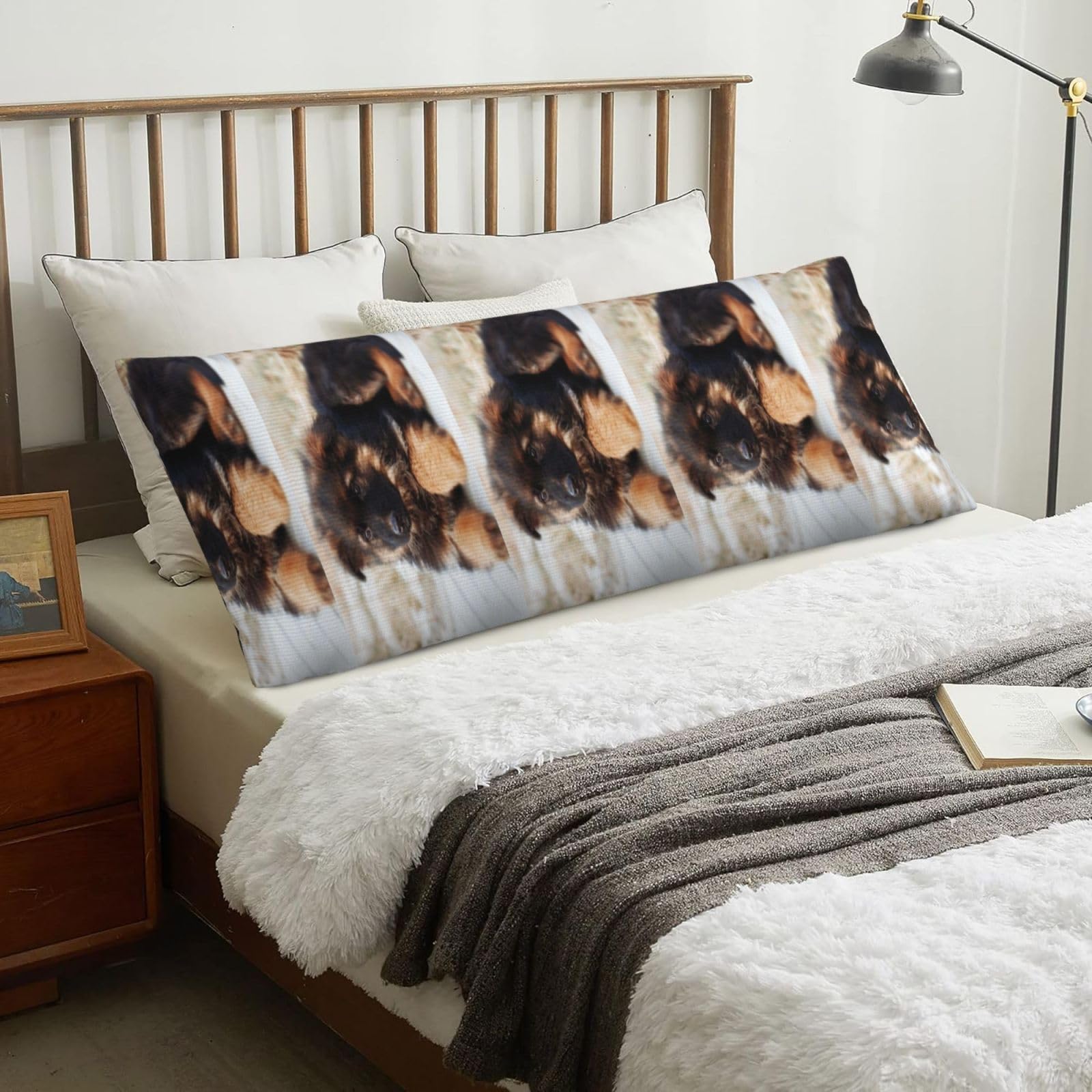 German Shepherd Puppy, Body Pillow Cover with Zipper,Long Body Pillowcase 20 x 60 in