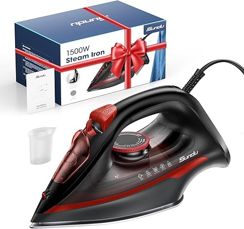 Plancha de vapor para ropa de calentamiento rápido, plancha de 1500 W con suela de cerámica antiadherente, apagado automático de 3 vías, ráfaga de